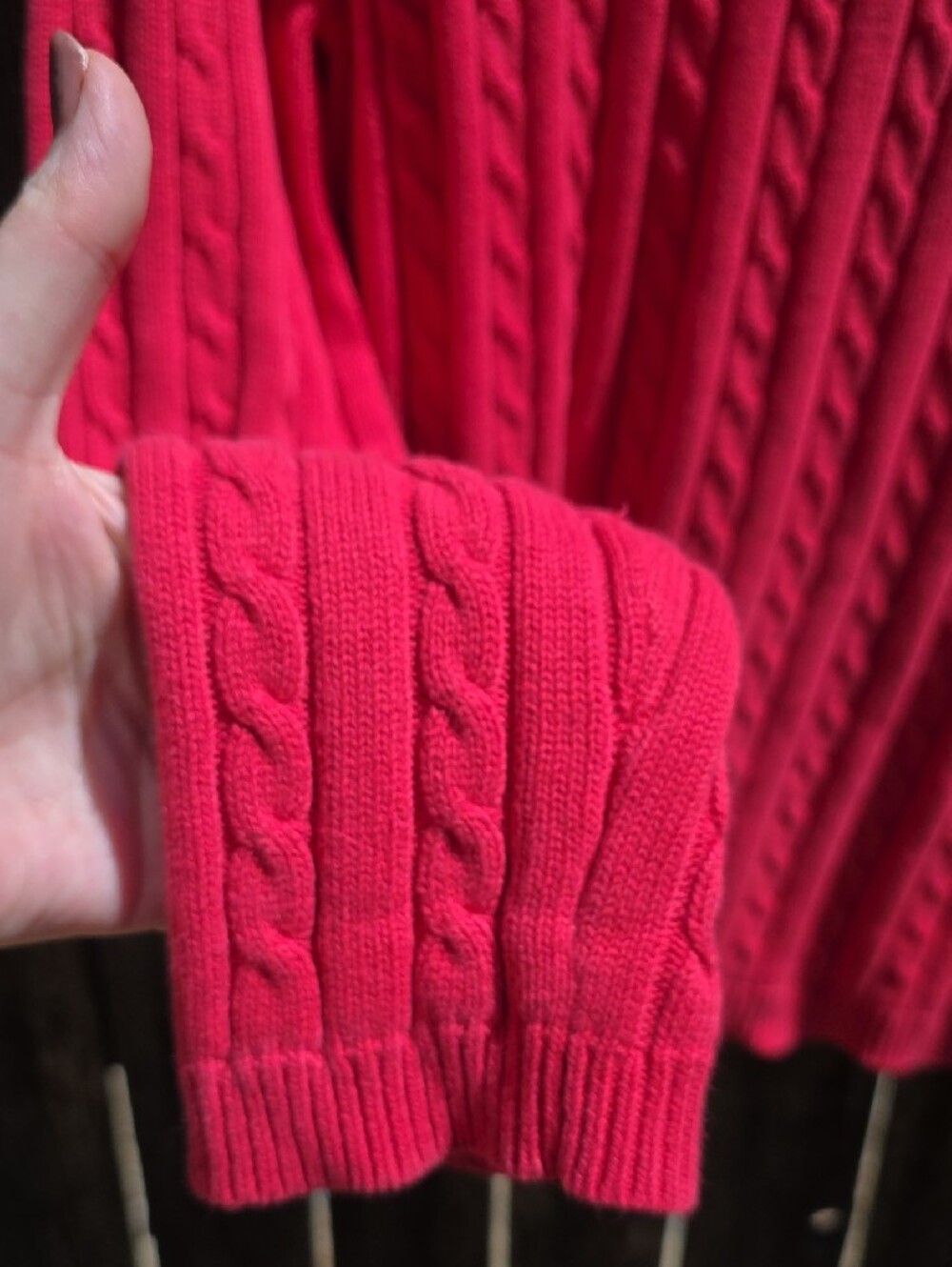 Cherokee Coral Pink Cable Knit Crewneck Vintage Sweater 100% Cotton Made In UK - Picture 5 of 9